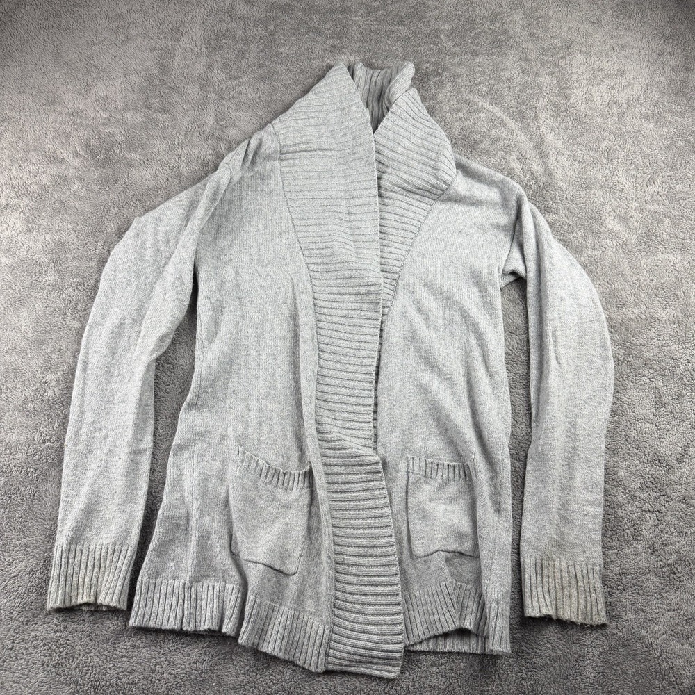 Aeropostale Open Cardigan Sweater Womens Meidum Gray Pockets Long Sleeve